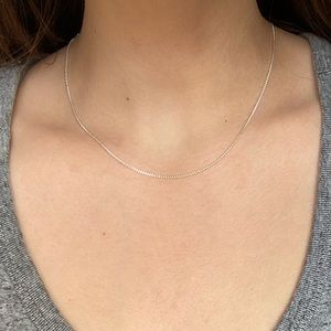 (16 in) Dainty Simple Sterling Silver Chain
